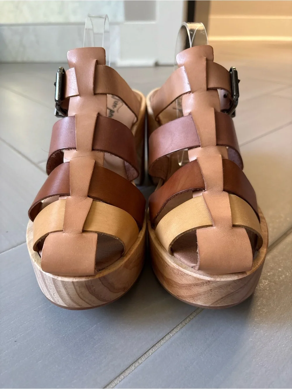 Free People Bellevue Clogs | Multi-Tone Brown Leather Platform Sandals